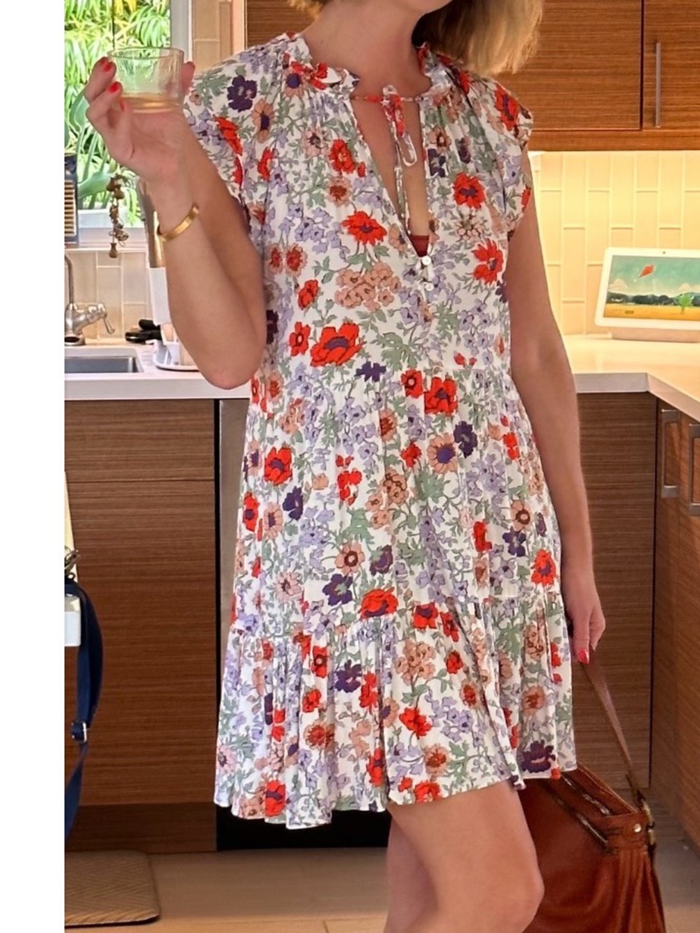 Veronica Beard Zee Floral Mini Dress in White & Coral Size 6